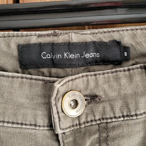 Safari Inspired Calvin Klein Straigh Leg Khaki Green/Brown Jeans - Size 8 - Picture 2 of 7
